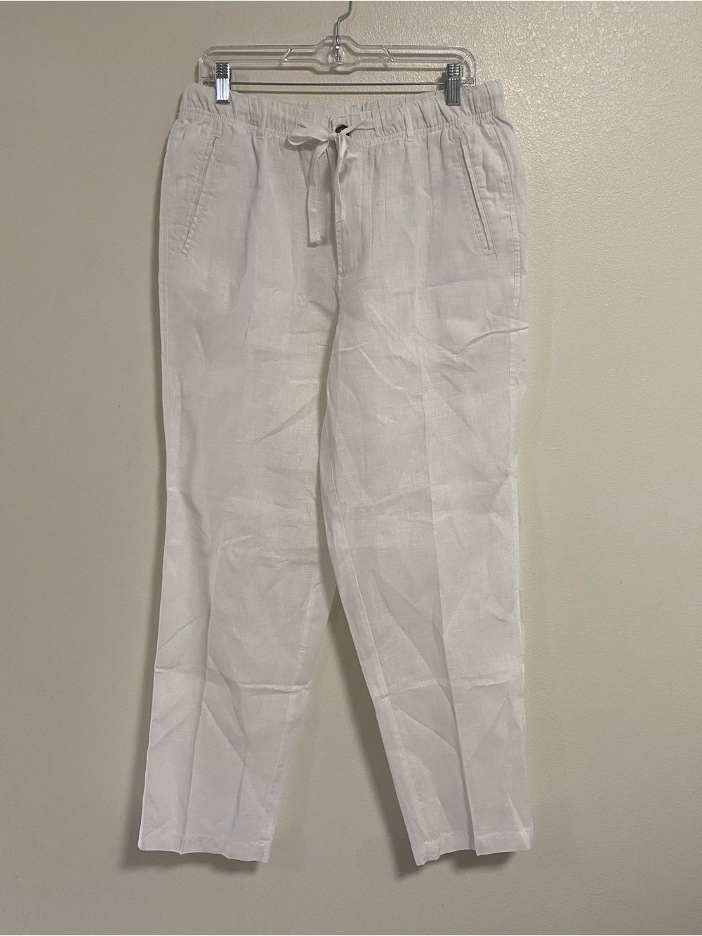 Tasso Elba Island Panta Women’s Size Large White 100% Linen Drawstring Pants